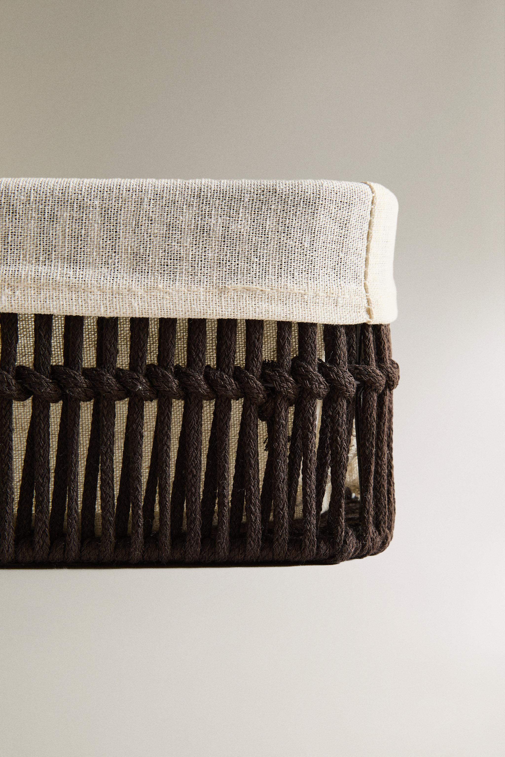 RECTANGULAR COTTON-LINED BASKET
